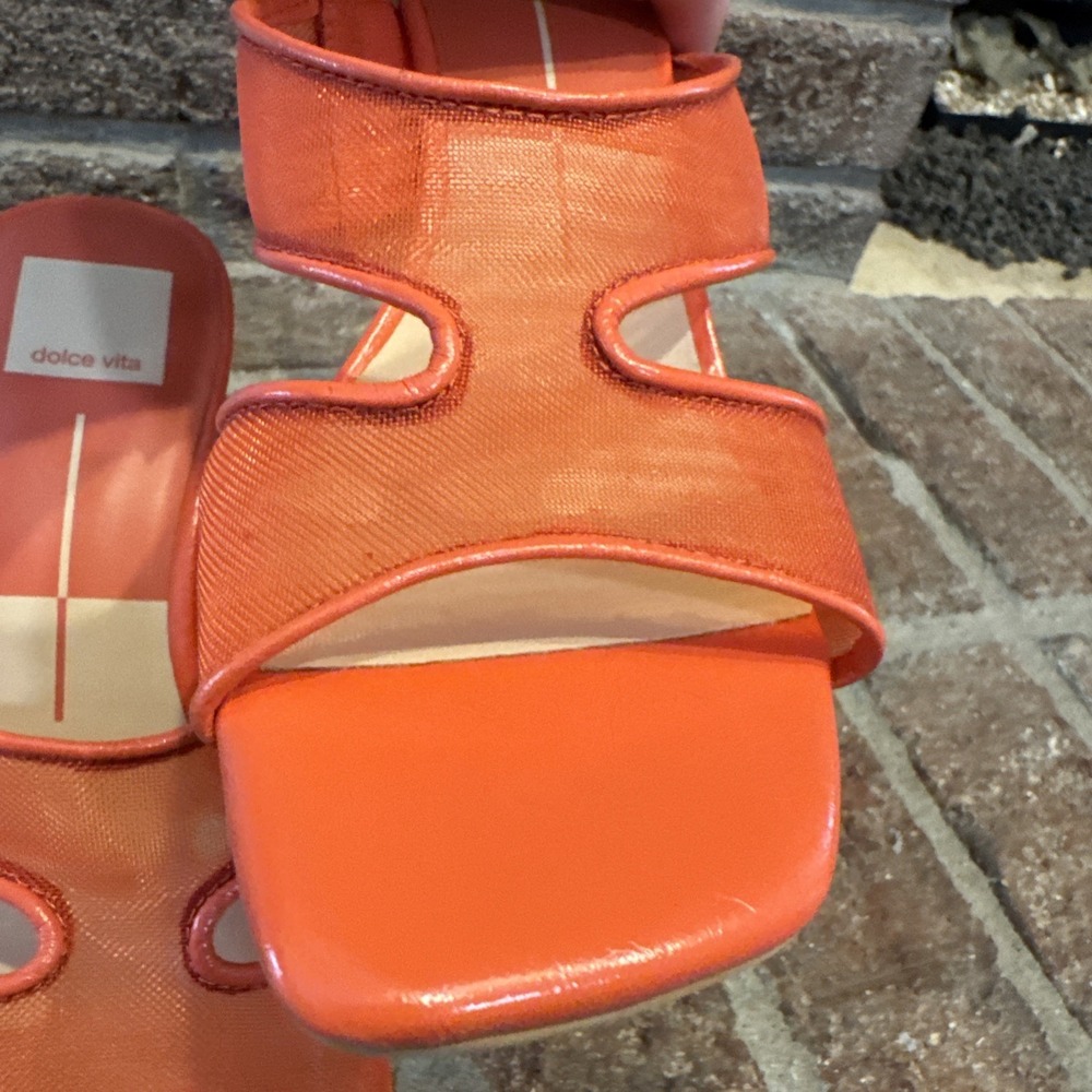 Dolce Vita Womens Sandals Orange Mesh Open-Toe Slide Square Toe Size 7.5 #226 - Picture 15 of 16